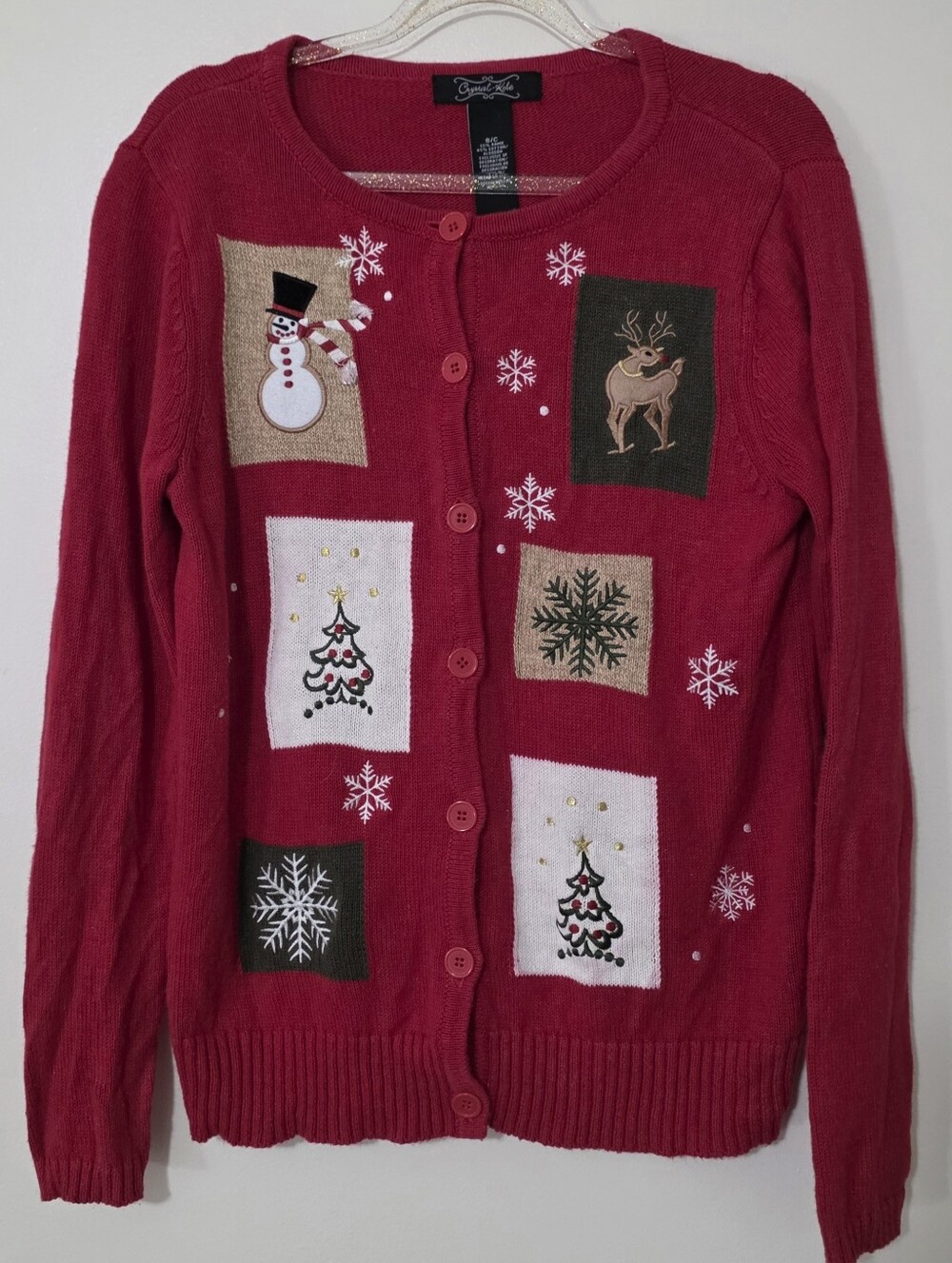 Vintage Crystal Kobe Christmas Cardigan Sweater Winter Festive Party Small